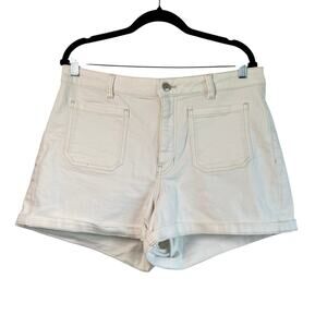 Mango Clea High Waisted Denim‎ Shorts Natural 4" Inseam Size 12 Beach Festival